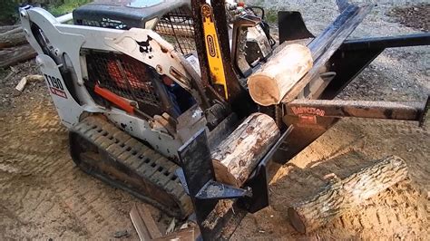 youtube homemade skid steer wood splitter|bobcat attachments wood cutter splitter.